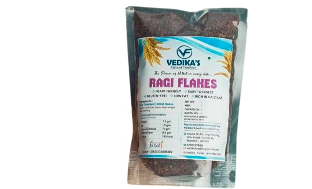 Vedika Foods Ragi (Nachni) Millet Flakes | Raw Finger |(200gm) Healthy Breakfast & Snacks | High Fiber & Calcium Rich | Gluten Free-image-3