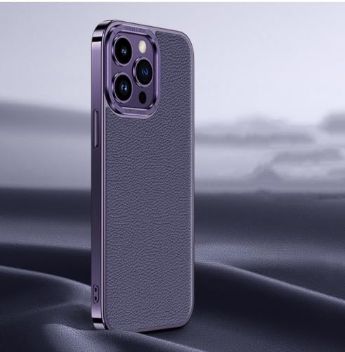 Cadre de placage iPhone 13 Pro et étui en cuir véritable violet pour offrir