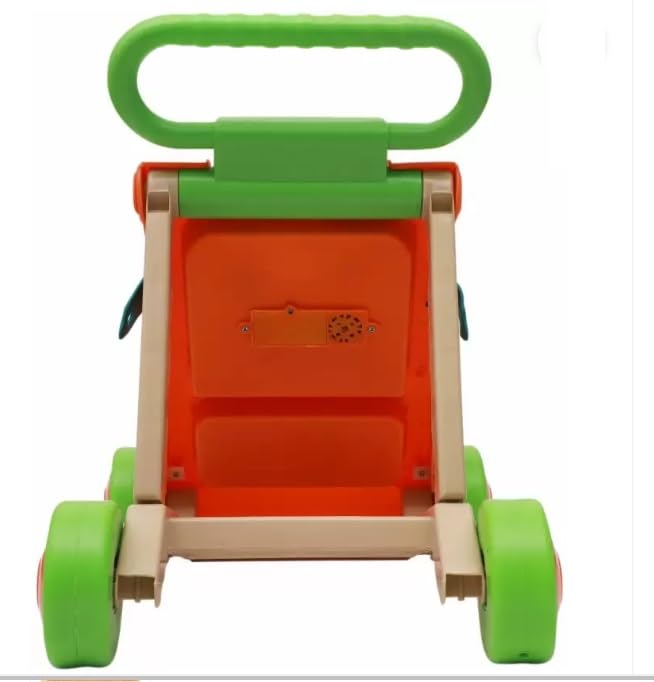 Image of JoyRide Musical Folding Baby Activity Push Walker with Flipping Doors, Turning Gears, and Spinning Panels 4 Colors, Non-Toxic Plastic, Boys Girls 9-18 Months (Orange)