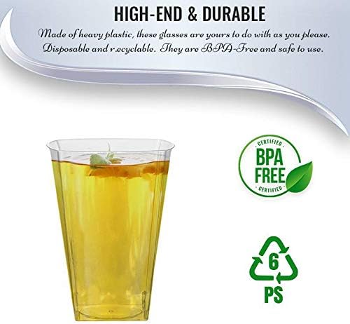 Clear Square Plastic Cups - 10 oz. (Pack of 14) - Elegant & Reusable Party Drinkware for Special Occasions, Gatherings, and Home Dining - Image 5