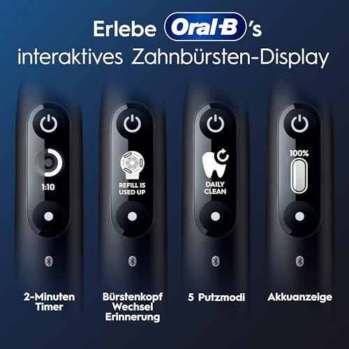 Oral-B iO Series 6 Plus Edition Elektrische Zahnbürste/Electric Toothbrush, Inkl. 3 Aufsteckbürsten, 5 Putzmodi für Zahnpflege, Reise-Etui, Designed by Braun, Schwarz – Bild 6
