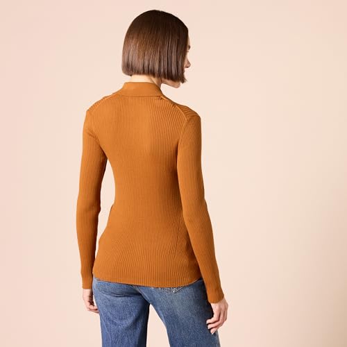 Image of Amazon Essentials Women's Fine Gauge Stretch Polo Ribbed Long Sleeve Sweater Cardigan