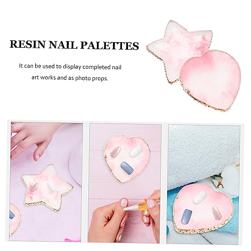 Paleta de uñas de resina en forma de corazón con 2 piezas para mezclar gel constructor y esmalte 6