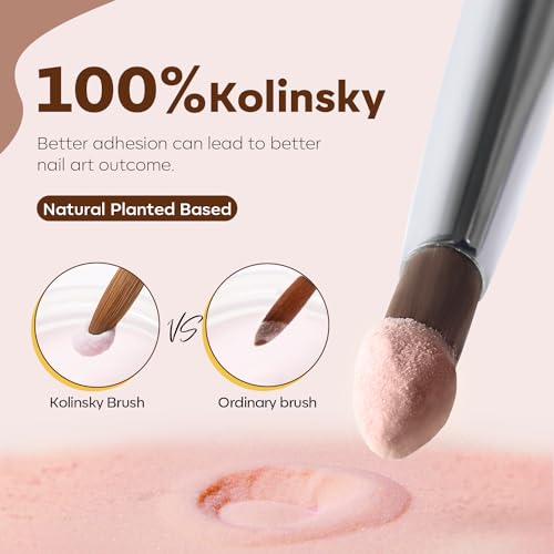 Image of Modelones Kolinsky Acrylic Nail Brush Size 8 /10 /12 Round Shaped Gel Polish | Acrylic Powder Nail Brushes Gel Polish Extension 3D Carving Detailing Design Wooden Handle