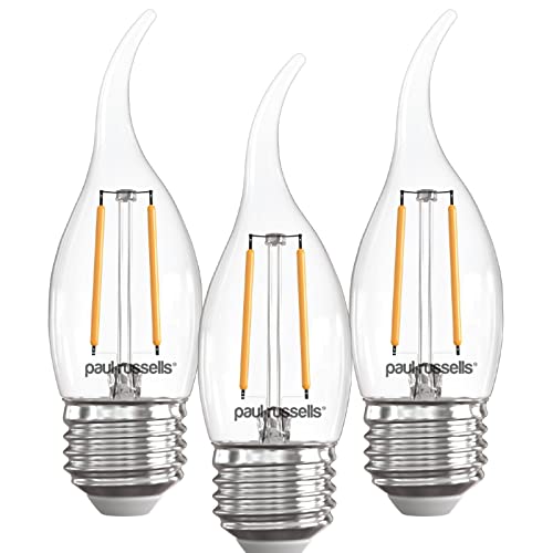 paul russells LED Flame Candle Filament Bulbs, Pack of 3