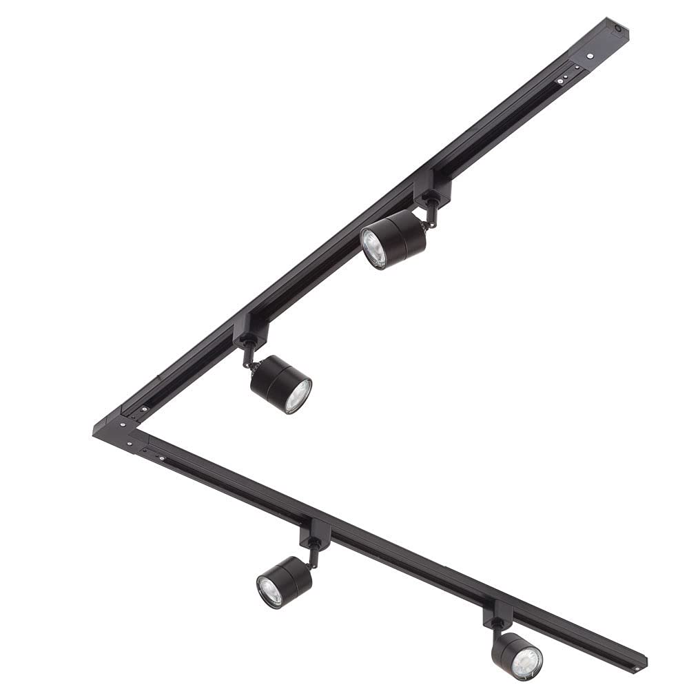 Litecraft Black Kitchen Track Light With Soho Fixture & Gu10 Led Bulbs - (, 2M L-Shape 4 Light)