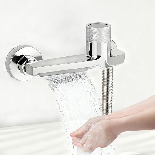 CTDMJ Robinet de baignoire cascade avec thermostat 2 sorties, robinet de douche avec bouton de sécurité, robinet de baignoire, mitigeur de douche, montage...