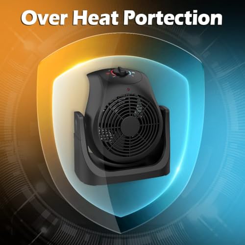LifePlus Portable Heater Fan Combo with 45° Tilt and 2 Speed Settings for Home and Office, 1500W Overheat Protection, Black