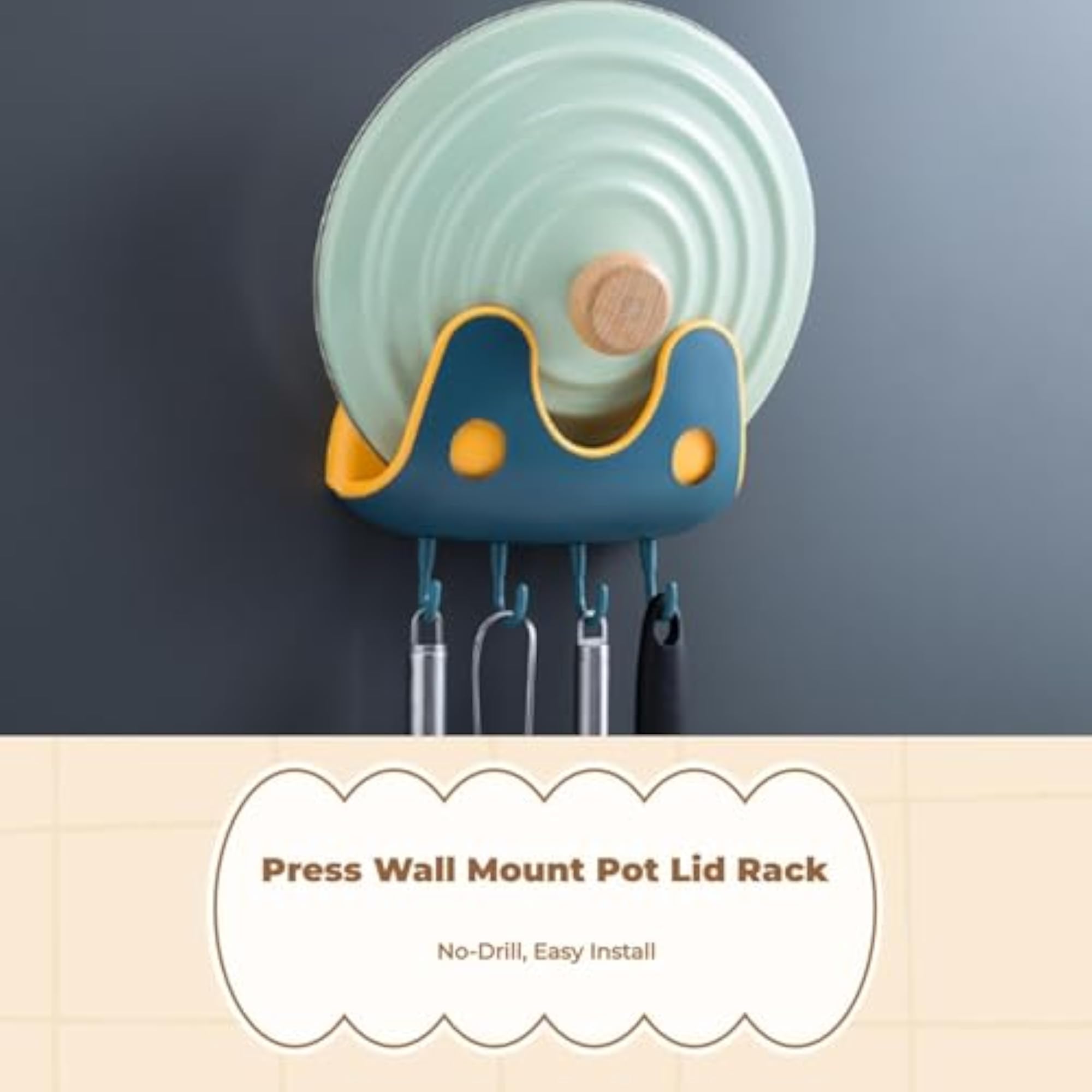 Green Yellow Pot Lid Rack Kitchen Organizer