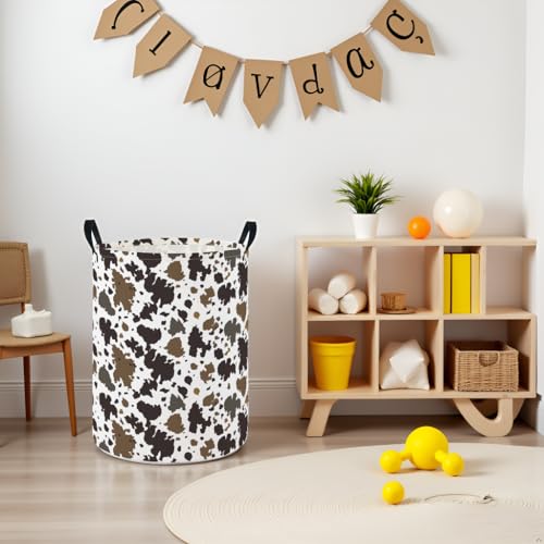 Image of Baby Laundry Hamper Basket Baby Hamper for Nursery Boy and Girl Cute Storage Bin Organizer Boho Room Decor(Cows)