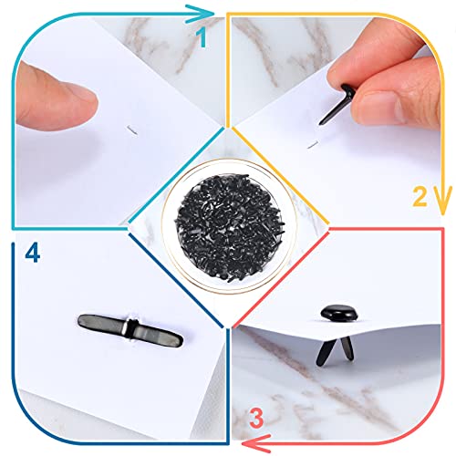 moinkerin 200 Pieces mini Round brads, Pattern Clips, Metal Black brads, 8 x 14 mm, Used for Scrapbooking, Paper, Letter Clips, Crafts, DIY Crafts