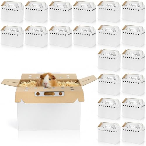 Coloch 20 Pack Cardboard Pet Carrier for Small Pets 11x8x6 Inches Disposable Pet Transport Box for Pullets Fowls Hamsters Gerbils Reptiles Guinea Pigs
