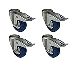 Rückenloch Höhe: 14 mm 4 Stück 80 mm Blue Weels Elastik Rad als Lenkrolle totalstop Rückenloch