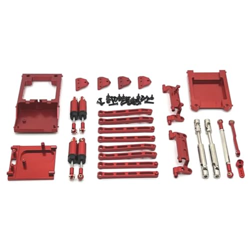 For MN168 For MN78 1/12 メタルシャーシリンクロッド プルロッドマウント オイルショックアブソーバー ドライブシャフトビームキット RCカーアップグレードパーツアクセサリー RCアップグレードスペア(Red)