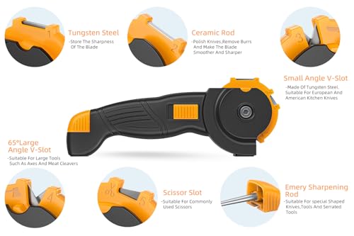 Garden Tools Knife Sharpener, 6 in 1 Multifunctional Sharpener for Garden Tools, Lawn Mower Blades, Axes, Pruner, Hedge Shears, Hunting Gear, Durable & Easy to Use - Image 5