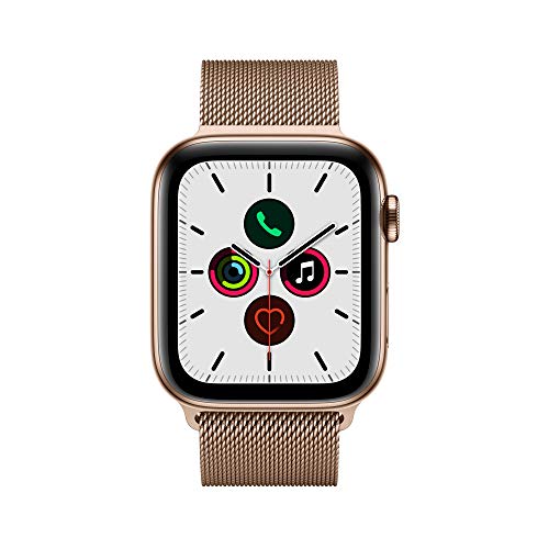 Image of Apple Watch Series 5 (GPS + Cellular, 44mm) - Gold Stainless Steel Case with Gold Milanese Loop