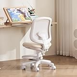 chirvana Desk Chair, Ergonomic Study Chair for Kids with Lumbar Support and Footrest, Adjustable Height, Mesh Student Chair with Adjustable backrest, Model Shell (Beige)