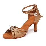 Tamaño y Tacones: Estos zapatos de baile de salón tienen 3 pulgadas de tacón. Por favor, mida la longitud de sus pies y la anchura antes de realizar el pedido, a continuación, consulte la tabla de tallas de zapatos para elegir el tamaño de acuerdo a la longitud de sus pies (Por favor, elija el tamaño de acuerdo a los centímetros).