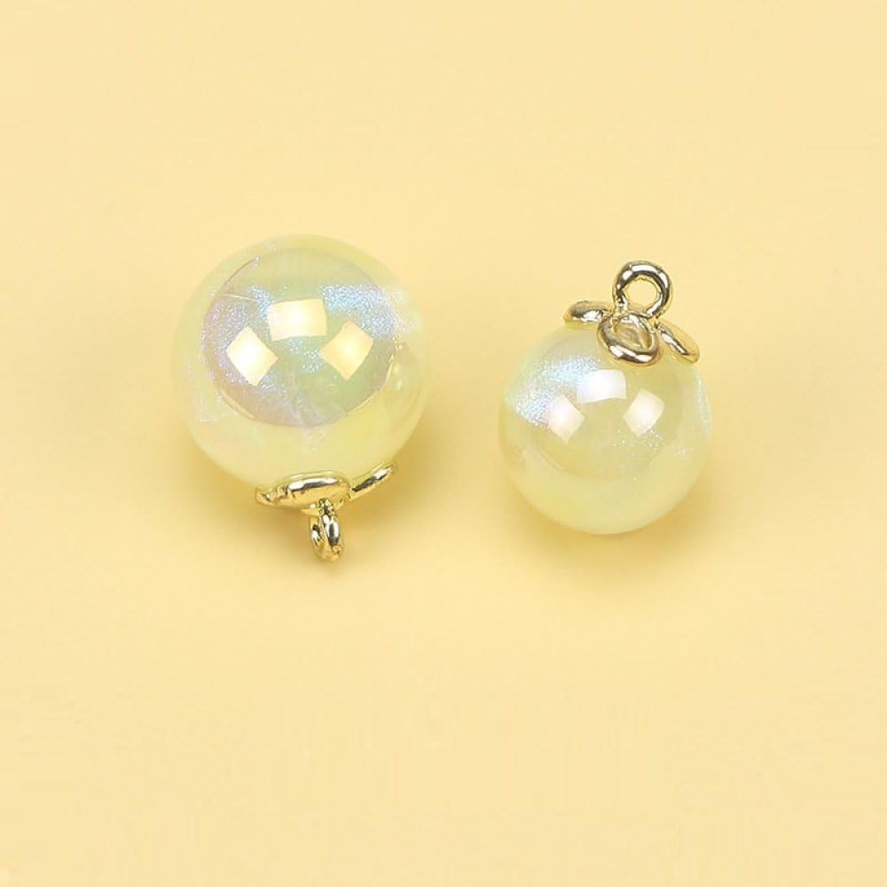 Metalowe guziki do płaszczy, 10 szt. Dekoracyjny mały guzik ze sztucznej perły do ​​qipao, sukni ślubnej, koszul, projektów rękodzielniczych(Light Yellow,12MM)