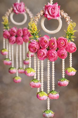 Image of Divyakosh Fabric Wall Hanging for Home Decoration Set of 2, Multicolor Flower Diwali Latkan, Diwali Decoration, Wall Hangings, Door Valance for Wedding, 22 Inch