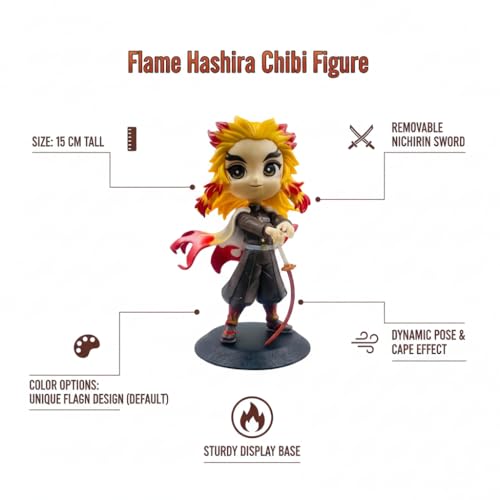 Image of Rengoku Action Figure 15 CM Demon Slayer Anime Collectible Toy | Anime Action Figure PVC Model for Kids & Adults | Action Figure Toys for Display - RENGOKU - 15 CM