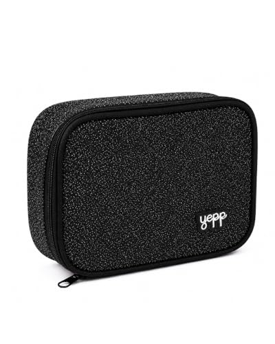 Estojo Escolar Feminino Box Retangular Glitter Yepp Várias Cores (Preto)