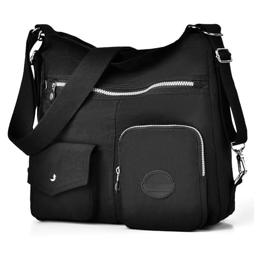 Image of Hobo Purse for Women, Nylon Crossbody Shoulder Handbag Convertible Backpack | Waterproof fabric, built-in anti-theft RFID pocket, multipurpose daily casual handbag