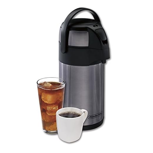 Proctor-Silex Thermal Airpot Hot Coffee/Cold Beverage Dispenser, Vacuum Insulated, Compact and Portable, 2.5 Liter, Stainless Steel