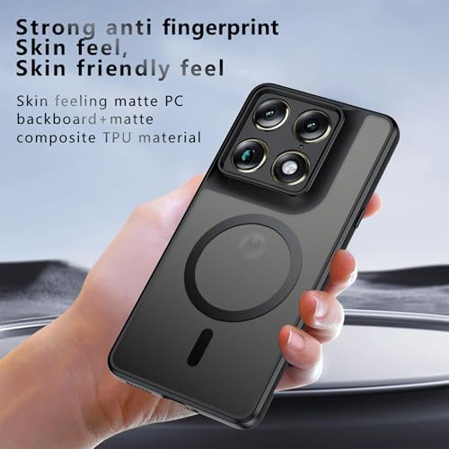 Image of QUIETIP Magnetic Case for Motorola Signature & Edge 70 Ultra,[Compatible with MagSafe] Translucent Matte Drop Protection Cover,Black