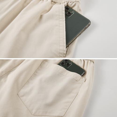 Msmsse Womens Cargo Bermuda Shorts Summer Casual Drawstring Knee Length Shorts For Women Beige S thumb #3