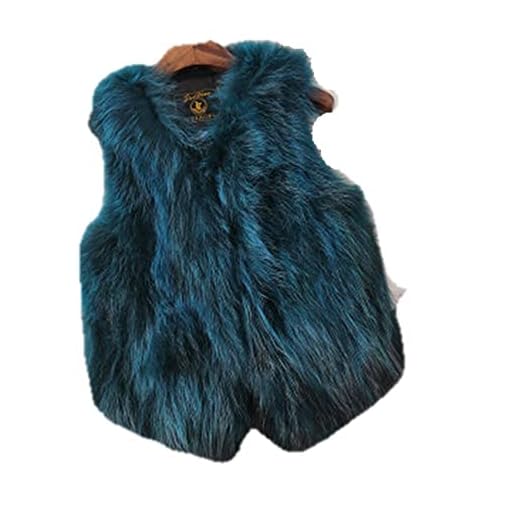 Raccoon Fur Kvinnor Ärmar Väst Stor Storlek Äkta Natur Ren Päls Gilet - Kblue,4XL