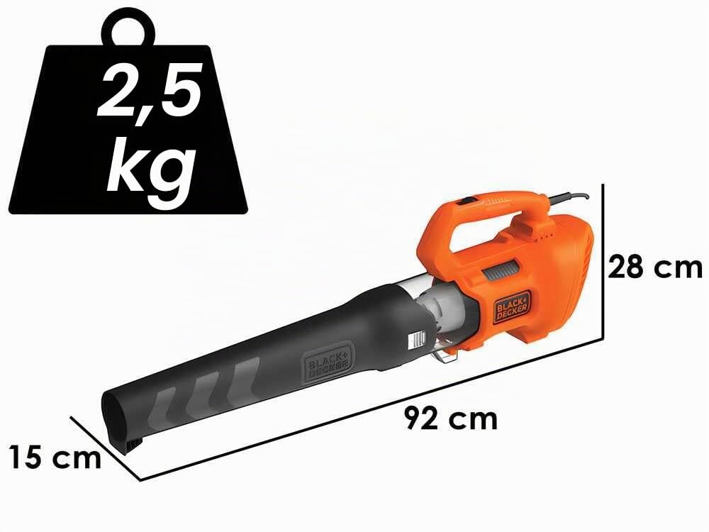 BLACK+DECKER Soplador de Hojas Axial 1.850W, Velocidad de Soplado 225 km/h, Volumen de Soplado 12.5 m³/min, Ventilador Axial Diseño Ligero y Compacto, BEBL185-QS