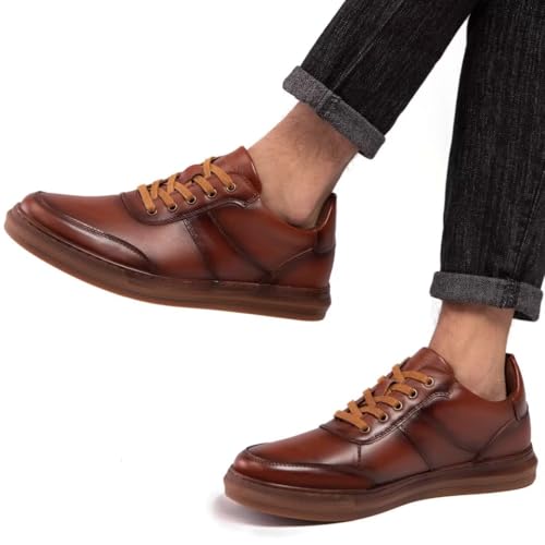 Image of Arkbird Casual Sneakers, Originals Oxford Lace-up Leather Shoes for Men Brown 9.5