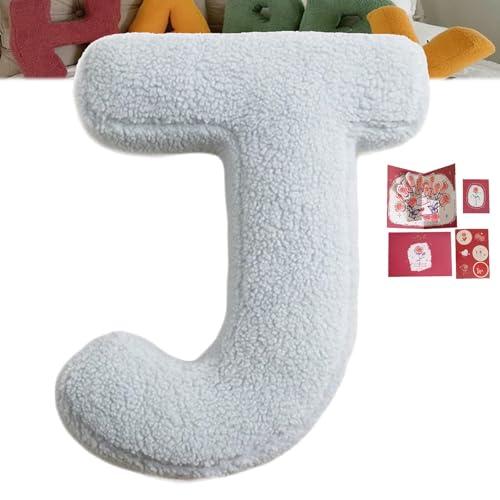 Almohadas con Letras, Almohadas con Letras para abrazar, Almohada de Felpa con Letras, Linda Almohada con Letras Iniciales de la A a la Z, Almohadas con el Alfabeto inglés (J)