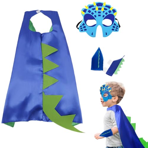 OIXEYA disfraz dinosaurio niño, capa de dinosaurio para niños, disfraz de cosplay infantil con máscara y guantes, para juegos de rol, carnaval, Halloween, fiestas de cosplay y temáticas