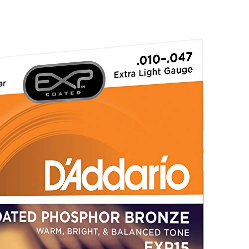 Image of D'Addario EXP15 Coated Phosphor Bronze Acoustic Guitar Strings, Extra Light, 10-47