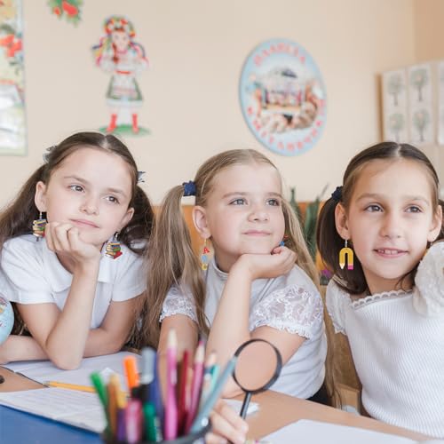 8 Pairs Earrings for Women Lightweight Wooden Holiday Drop Dangle Earrings Heart Cute Gifts Jewelry Pride Month 4th of July Independence Day4