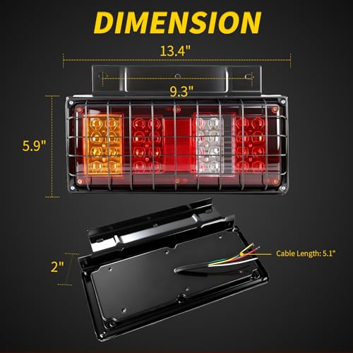 Image of 2 Pack 32 LED Truck Tail Lights Kit with Iron Net Protection, Super Bright Waterproof Brake Turn Signal Reverse Fog Lights for Trailer, RV, Boat & Camper 12 /24V