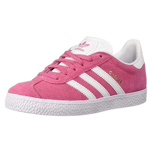 adidas Originals Unisex-Kid's Gazelle Sneaker, semi Solar Pink/White/semi Solar Pink, 5.5 M US Big Kid