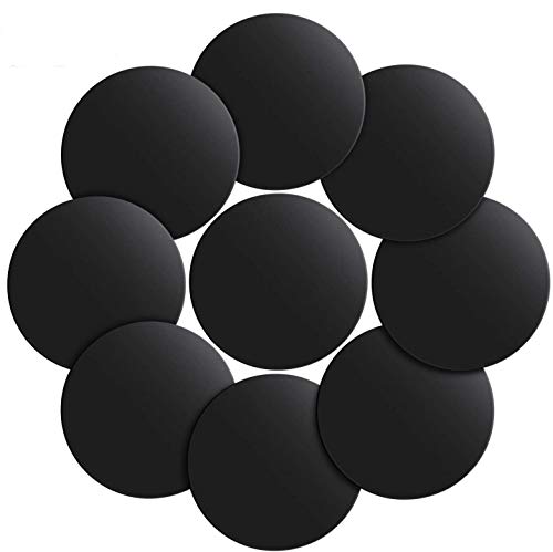 AMIGIK Lot de 9 Plaques métalliques avec adhésif pour Aimant téléphone Voiture, Plaques Fines de métal pour Support Voiture magnétique(9 Rondes)