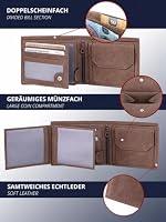 KRONIFY Leder Geldbörse Herren I Echtleder Portmonee Herren I RFID Schutz I Querformat I Herren Geldbörse mit Münzfach I 13 Kartenfächer I Geldbeutel Herren I eleganter Box (Muskat) – Ansicht 5