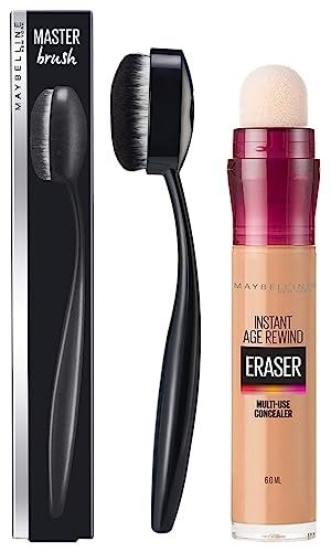 Image of Maybelline New York Instant Age Rewind Eraser Radiant Finish Liquid Concealer,Medium with Foundation Oval Brush Count 2