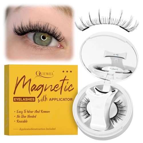 Faux Cils Magnetique, mise à niveau 2 faux cils magnétiques plus confortables à porter, Cils magnétiques QUEWEL avec applicateur, faciles à porter et à retirer (NZH-C)