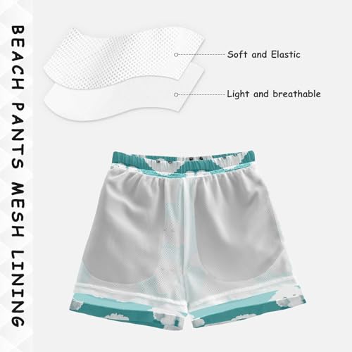 Pigsaly Boys' Swim Board Shorts White Bichon Frize Dog Boy's Swim Trunks Kids Swimwear XS4