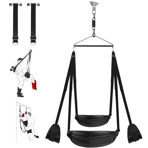 Sex Swing for Couples 360 Degree Spinning BDSM Bondage Swing with Ceiling Mount Adjustable Slings and Soft Pads Indoor Adult Sex Furniture Holds up to 800lbs for Intimate Play and Fetish Fun