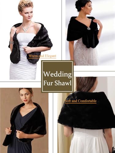 Yalice Women's Wedding Faux Fur Shawl and Wrap Bridal Fur Stole Cape Fur Scarf for Bride and Bridesmaids4