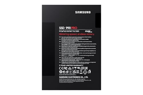 Image of Samsung 990 PRO NVMe M.2 SSD, 4 TB, PCIe 4.0, 7,450 MB /s Read, 6,900 MB /s Write, Internal SSD, for Gaming and Video Editing, MZ-V9P4T0BW