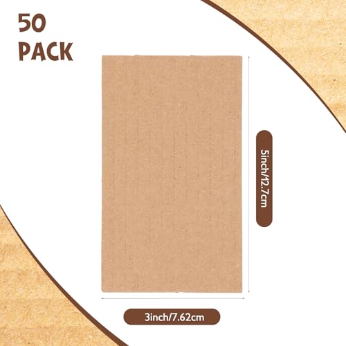 Image of Zonon 50 Pack Corrugated Cardboard Sheets Flat Cardboard Inserts Flat Squares Separators for Art Projects DIY Crafts Supplies (5x3 Inch,Brown)
