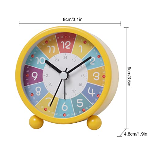 WMLBK Alarm Clock, Kids Alarm Clock, Children's Alarm Clock, Silent Non Ticking Analog Alarm Clock with Night Light, Children's Digital Learning Clock for Boys Girls Bedroom Desk Bedside (Yellow) - Image 2
