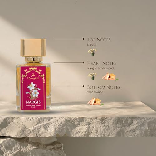 Image of Aranyam Perfumes Natural Nargis Perfume For Women Long Lasting Premium Fragrance Musky & Woody Eau De Parfum Ideal Gift For Anniversary Birthday And Casual Party, Liquid (50 Ml)